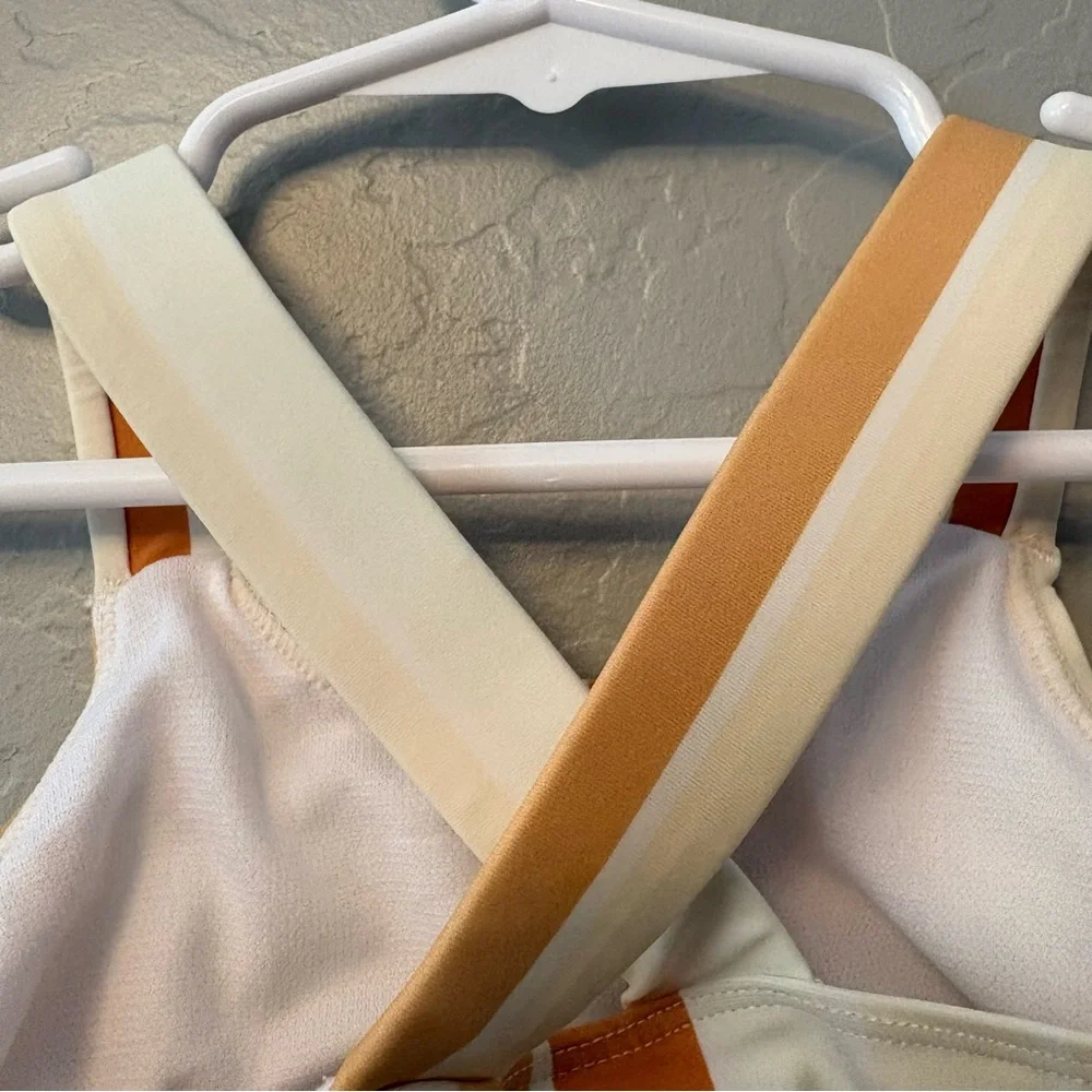 Roco Swim neutral striped cross back bikini two piece swimsuit size 12-18 months